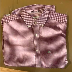 Lacoste button down size 40 (medium). Pink Gingham